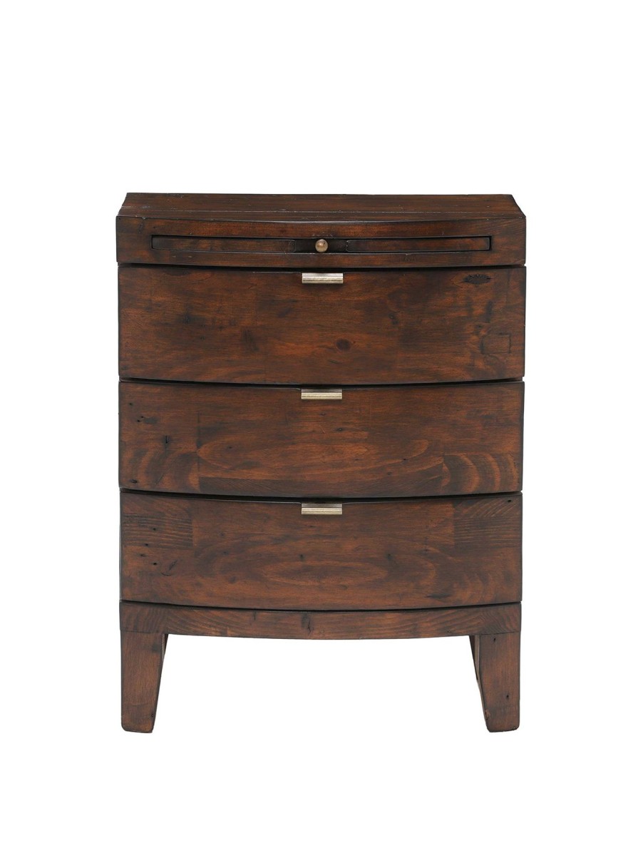 Furniture & Outdoor Barker and Stonehouse Bedside Tables | Navajos Reclaimed Wood 3 Drawer Wide Bedside Chest Reclaimed Wood, Chestnut Finish