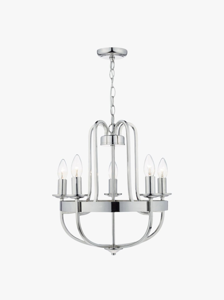 Home & Tech Dar Lighting Ceiling Lights | Heythrope 5 Light Pendant Silver