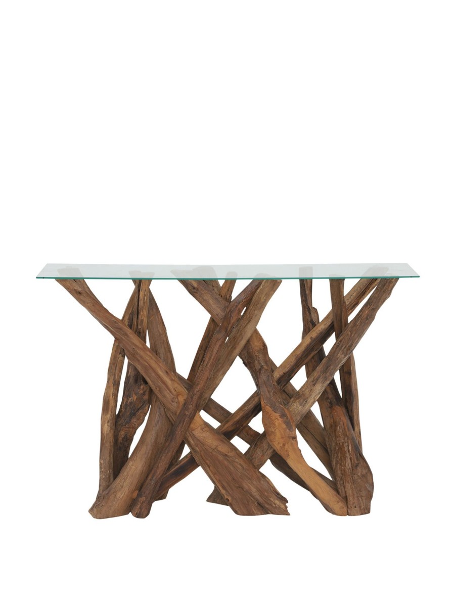 Furniture & Outdoor Barker and Stonehouse Console Tables | Whinfell Console Table Reclaimed Teak With Glass Top