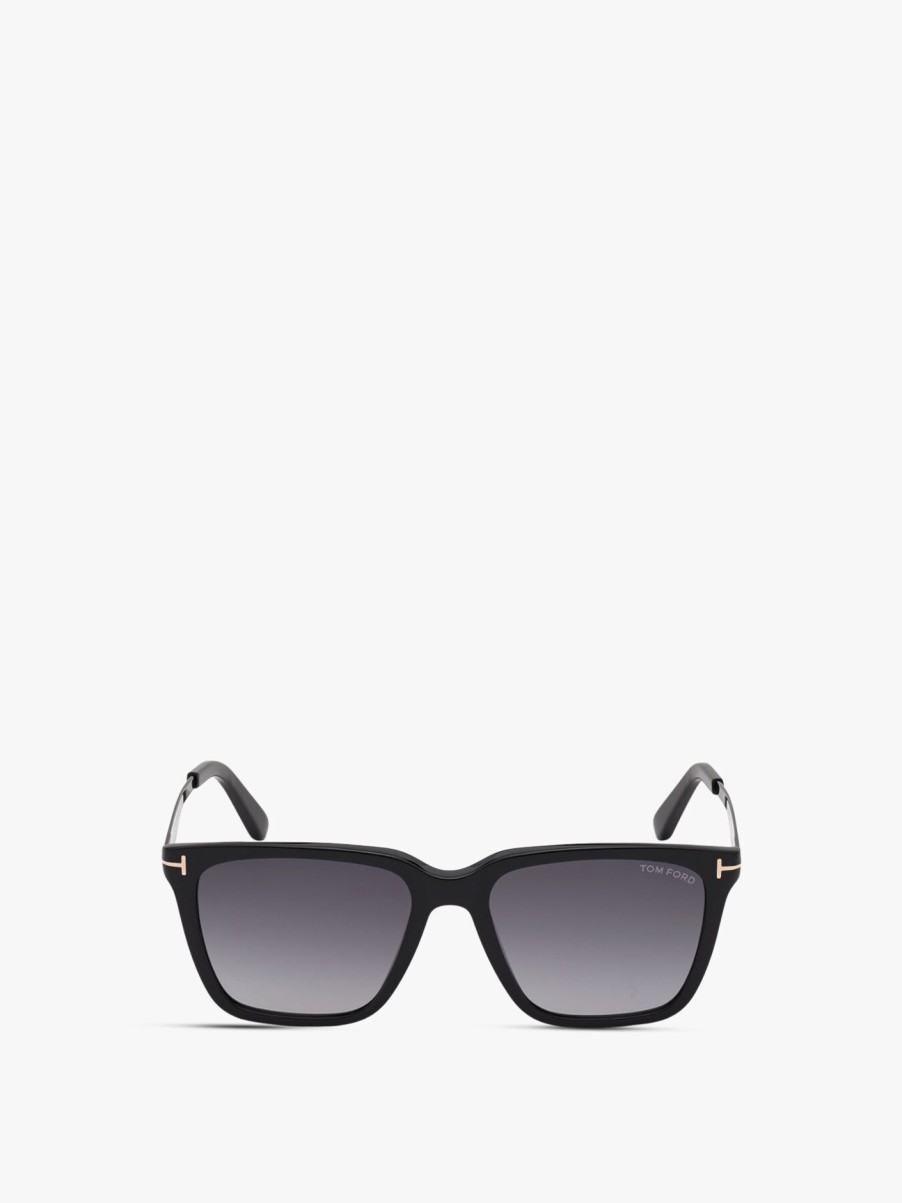 Men Tom Ford Men's Men'S Sunglasses | Garrett Acetate Mens Sunglasses Shiny Black / Gradient Smoke