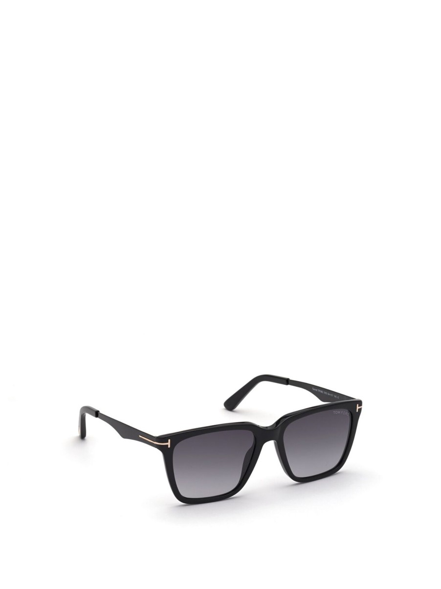 Men Tom Ford Men's Men'S Sunglasses | Garrett Acetate Mens Sunglasses Shiny Black / Gradient Smoke