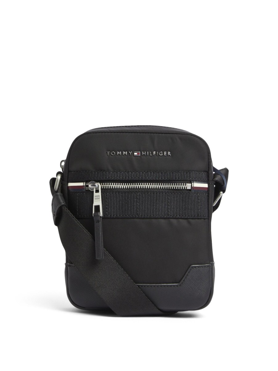 Men Tommy Hilfiger | Elevated Nylon Mini Reporter Bag Black