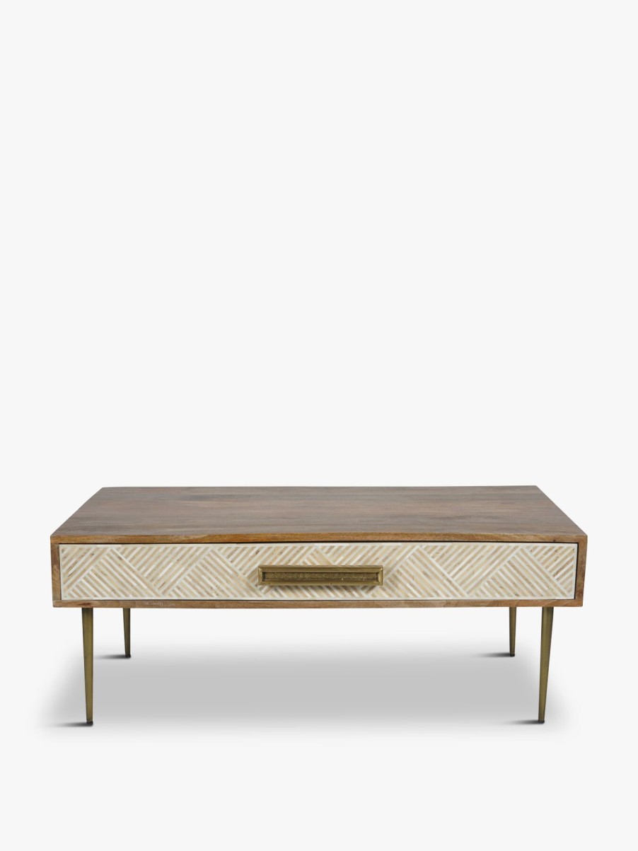 Furniture & Outdoor Libra Interiors Coffee Tables | Linden Bone And Mango Wood Coffee Table