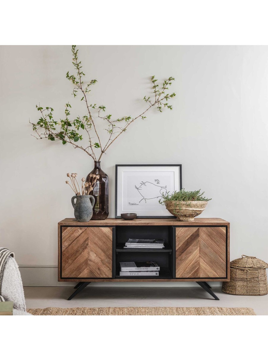 Furniture & Outdoor Barker and Stonehouse Tv Stands & Cabinets | Brixton Brown Teak Wood Tv Unit