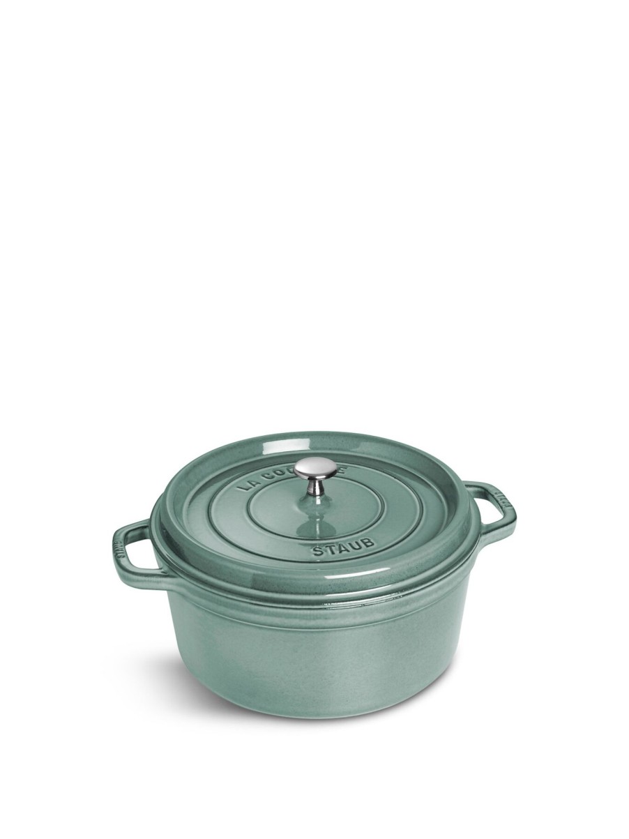 Home & Tech Staub Cookware | Round Cast Iron Cocotte Eucalyptus