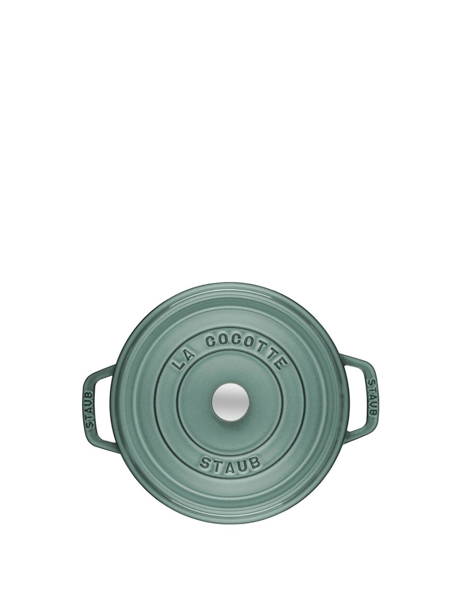 Home & Tech Staub Cookware | Round Cast Iron Cocotte Eucalyptus