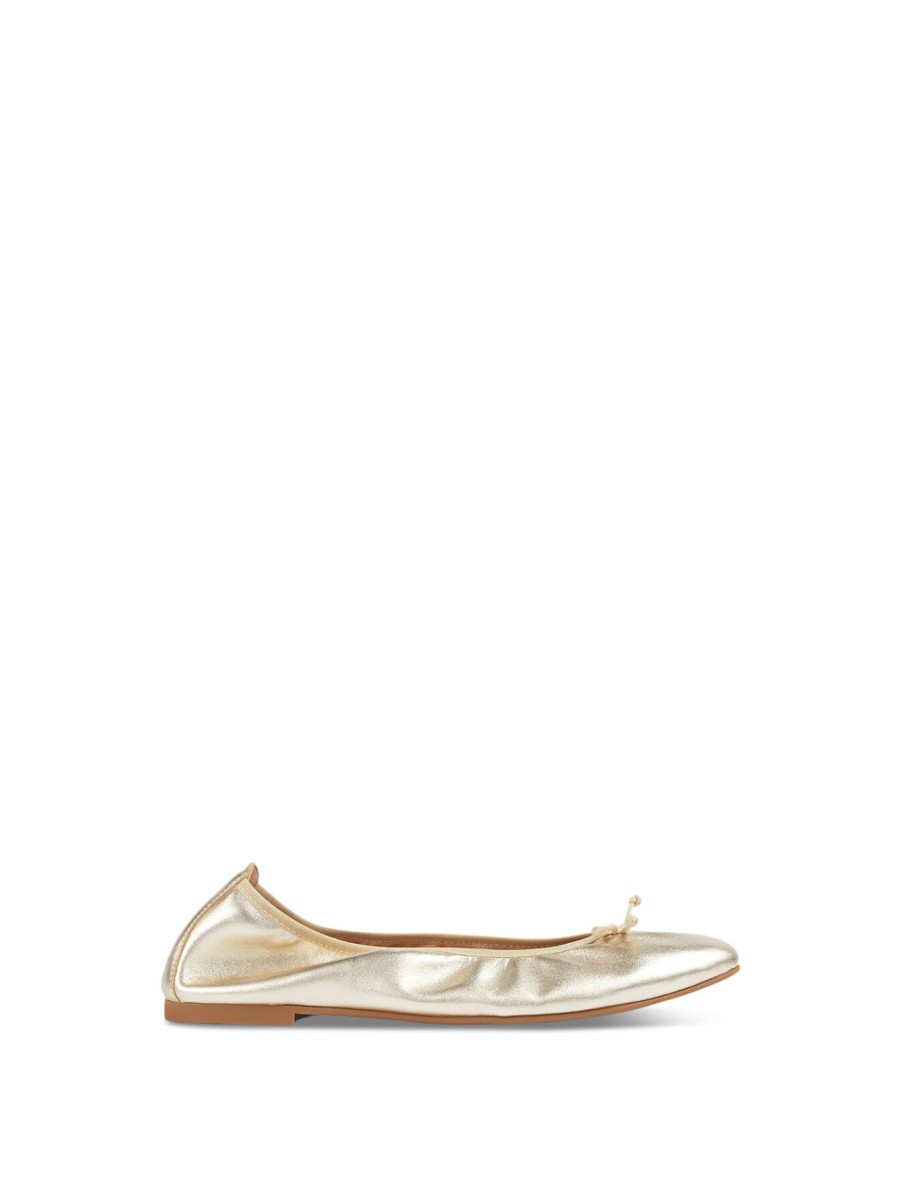 Women LK Bennett Flats | Trilly Metallic Leather Ballerina Pumps Gold