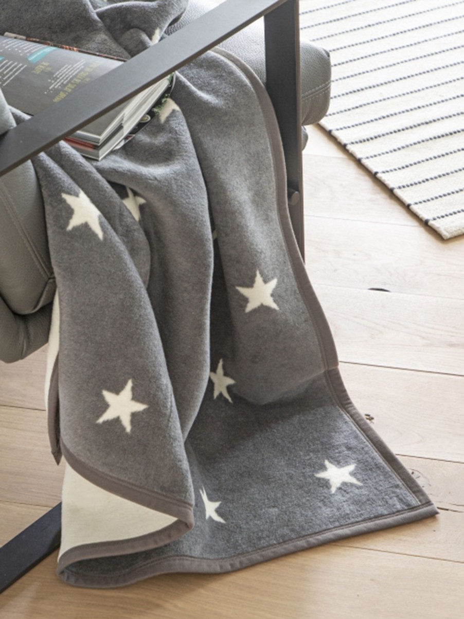 Home & Tech IBENA Bedroom Accessories | Stars Small Blanket Grey