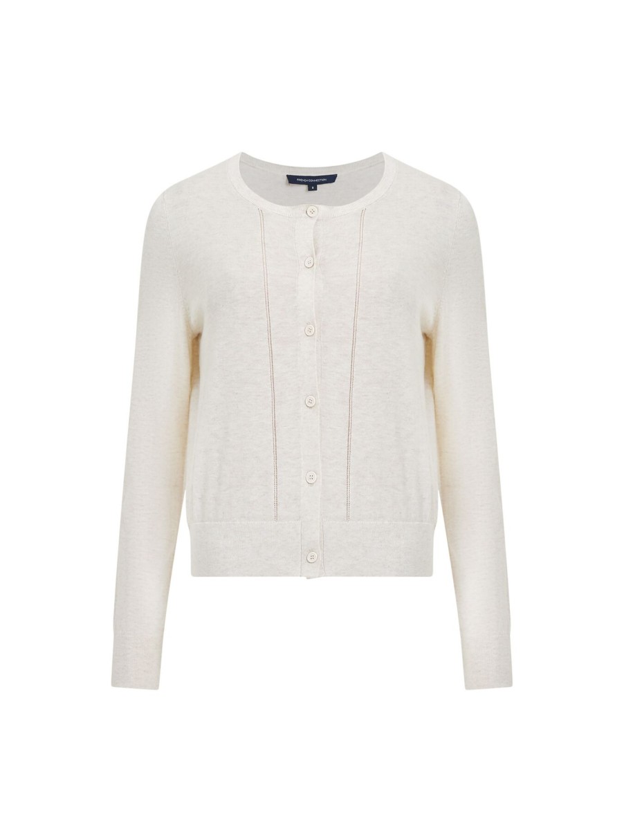 Women French Connection Knitwear | Spring Light Knts Lngslv Cardi Oatmeal Mel