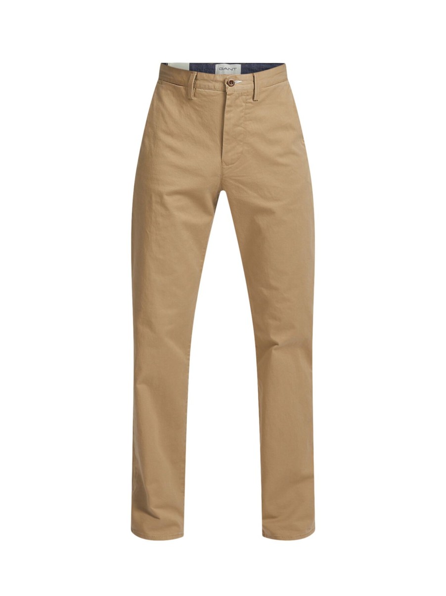 Men GANT Trousers & Shorts | Regular Twill Chinos Dark Khaki