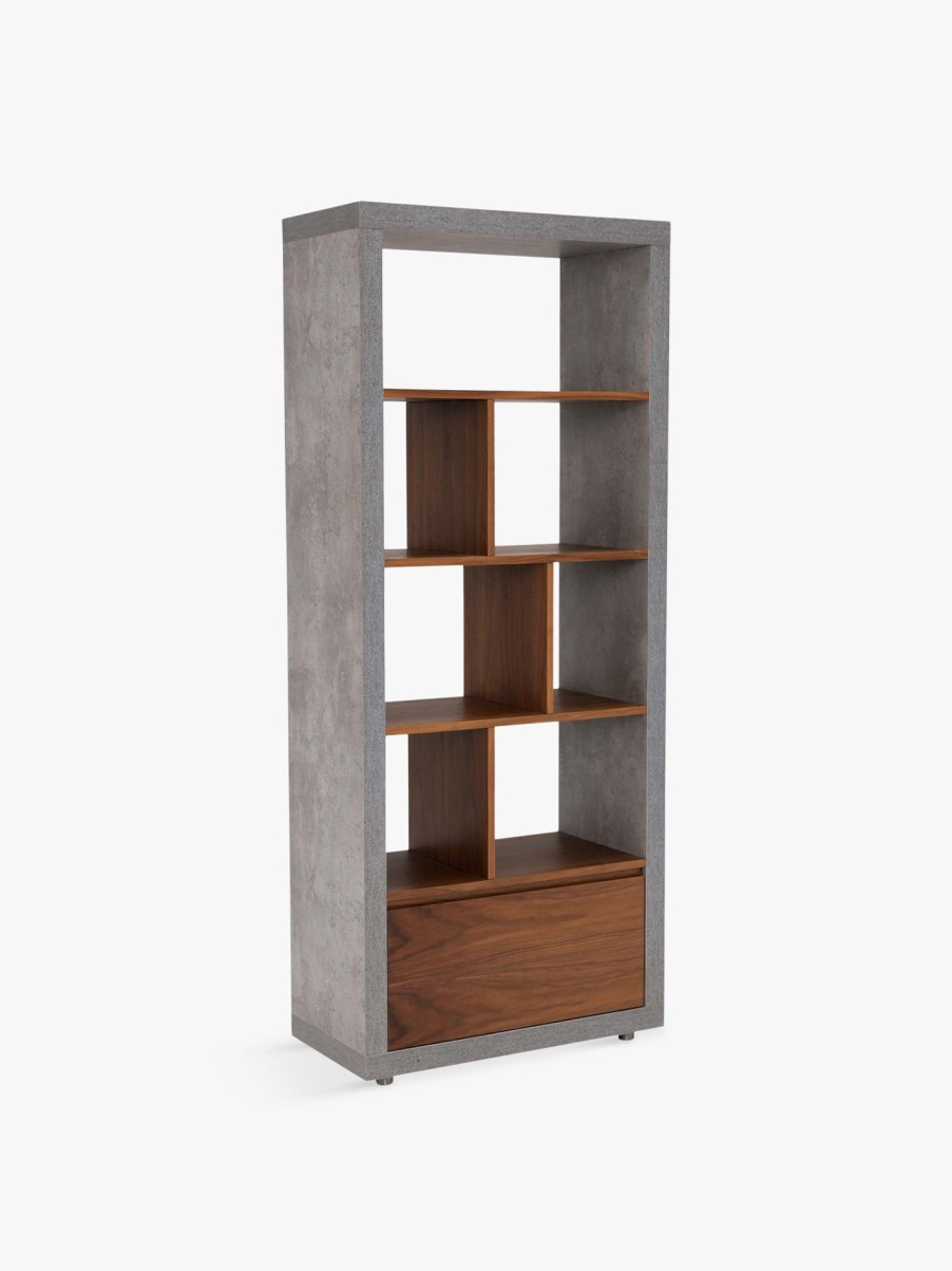 Furniture & Outdoor Barker and Stonehouse Bookcases | Halmstad Shelving Unit Concrete And Walnut