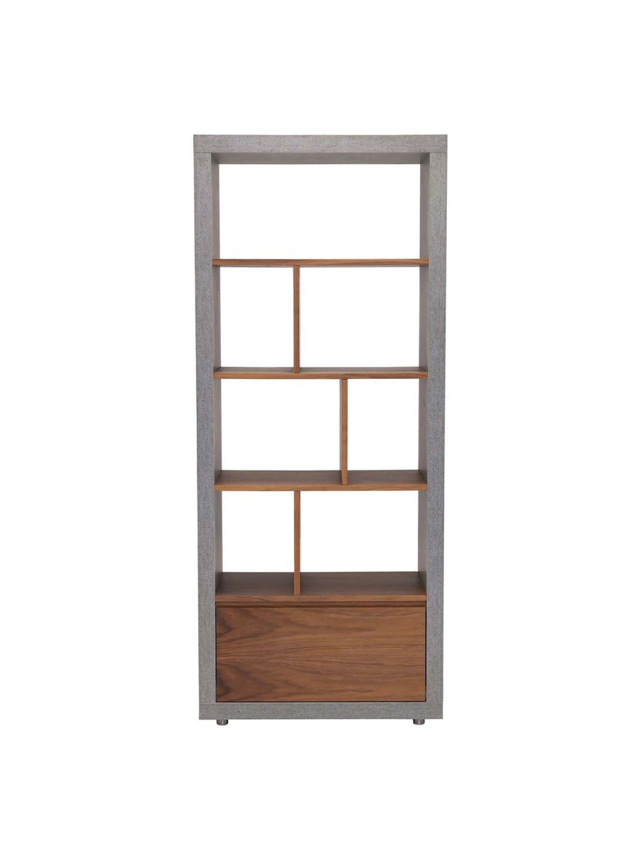 Furniture & Outdoor Barker and Stonehouse Bookcases | Halmstad Shelving Unit Concrete And Walnut