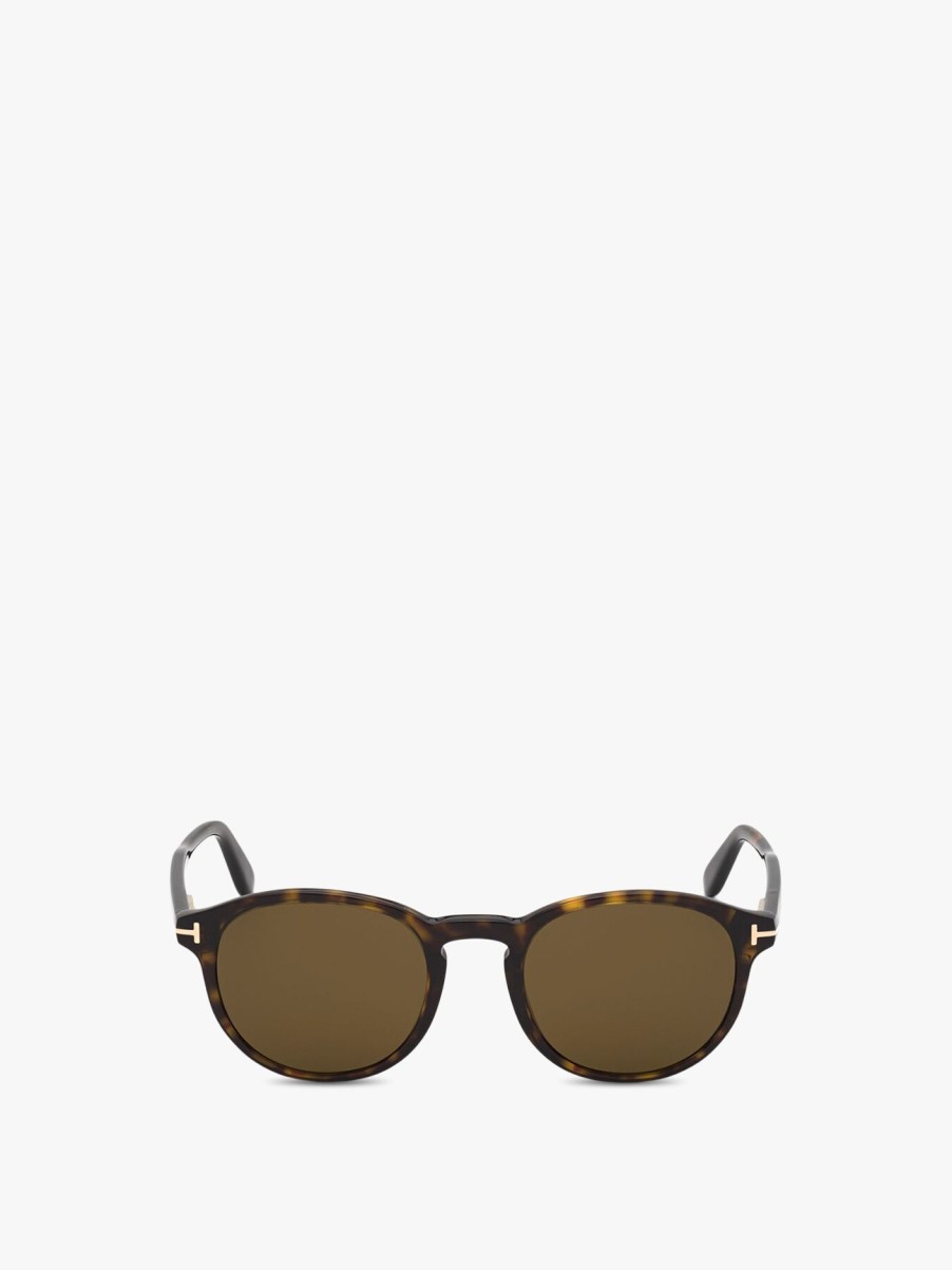 Men Tom Ford Men's Men'S Sunglasses | Dante Acetate Round Mens Sunglasses Dark Havana/Roviex