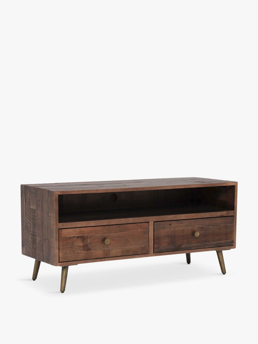 Furniture & Outdoor Barker and Stonehouse Tv Stands & Cabinets | Modi Reclaimed Wood Lowline Tv Cabinet With 2 Drawers Reclaimed Wood And Pine