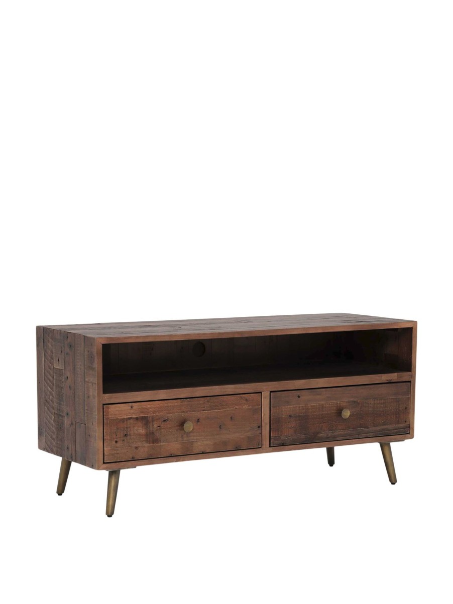 Furniture & Outdoor Barker and Stonehouse Tv Stands & Cabinets | Modi Reclaimed Wood Lowline Tv Cabinet With 2 Drawers Reclaimed Wood And Pine