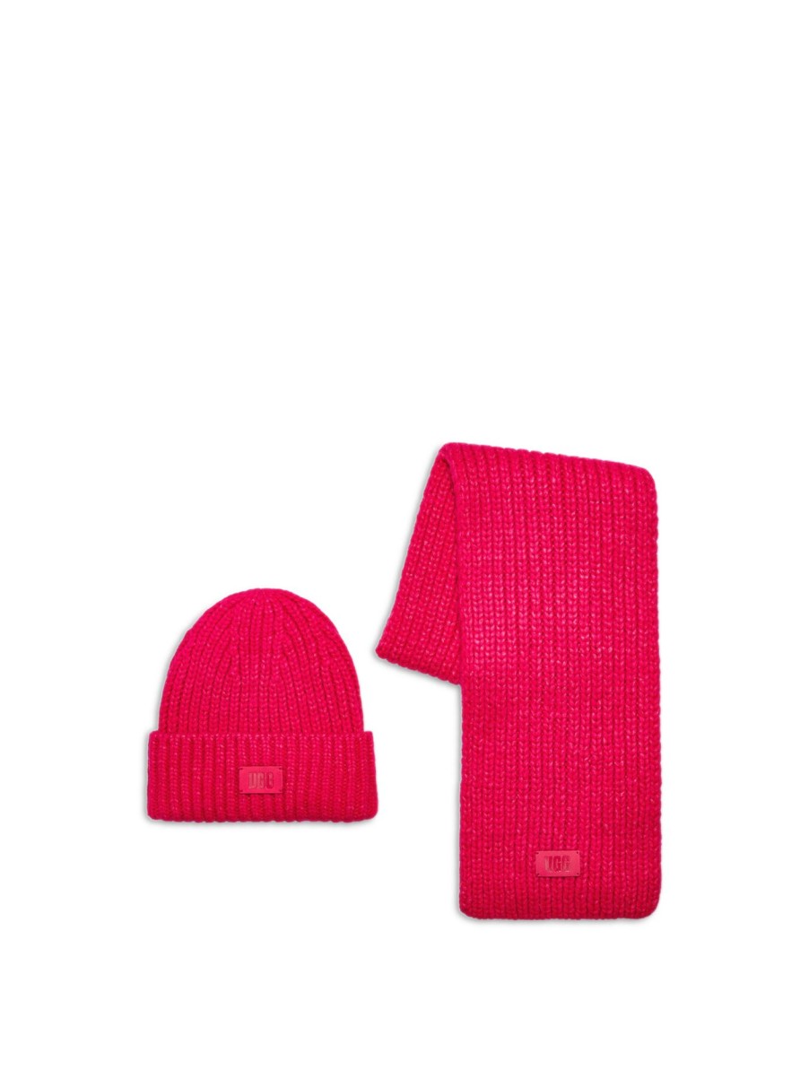 Kids Ugg Accessories | Chunky Knit Set Cerise