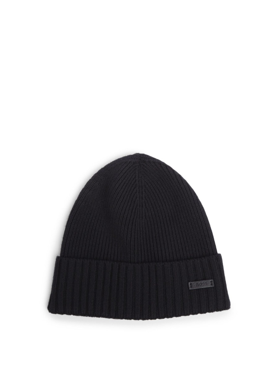 Men BOSS Hats | Fati Wool Beanie Black