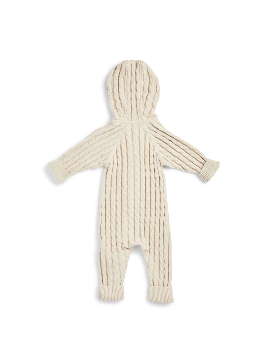 Kids GANT Baby Grows | Cotton Cable Shield One Piece Light Beige Melange