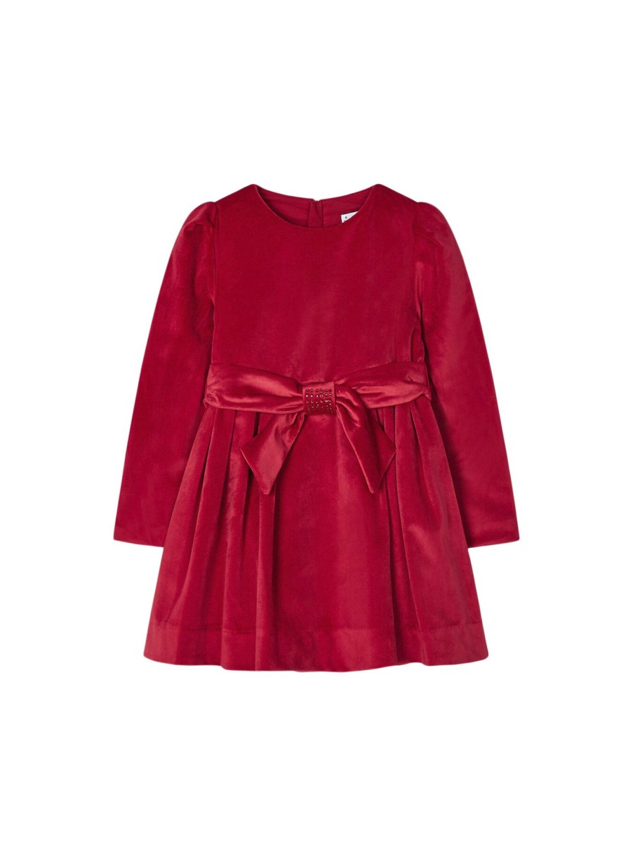 Kids Mayoral Dresses | Velvet Dress Red