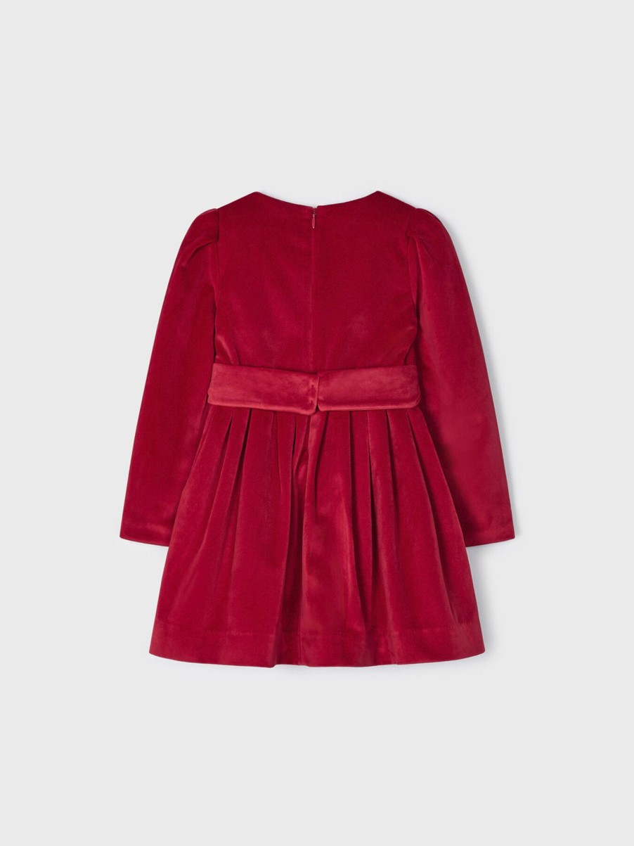 Kids Mayoral Dresses | Velvet Dress Red