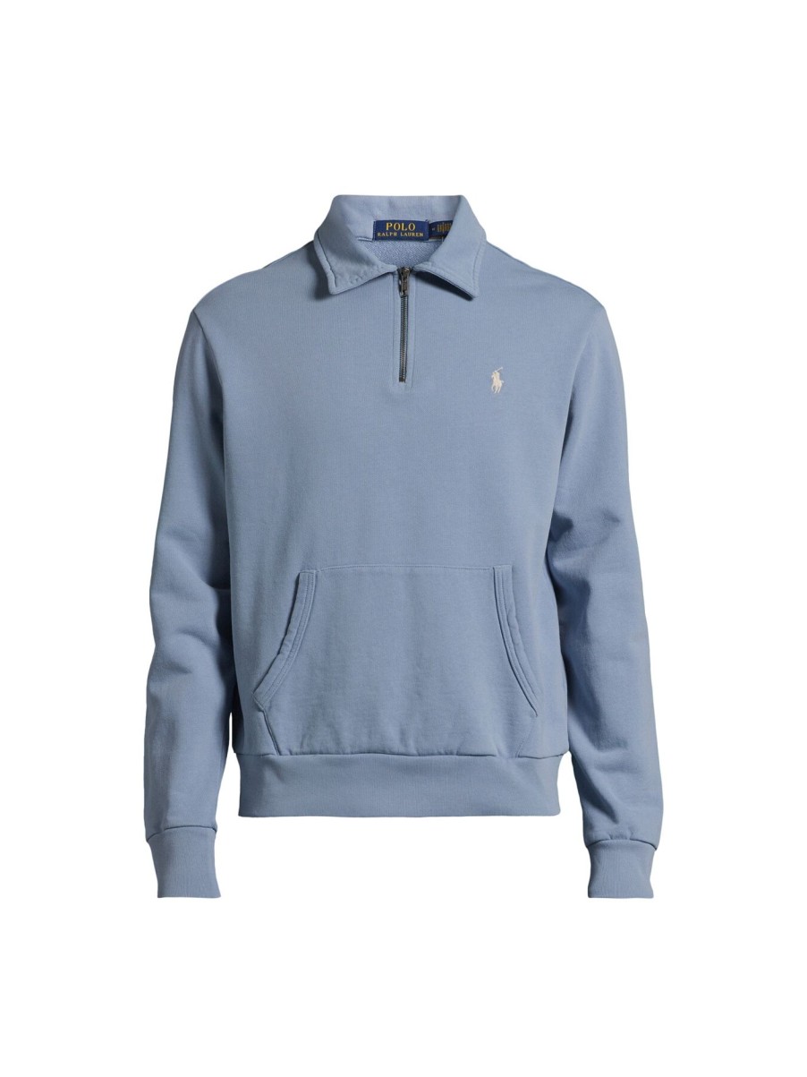 Men Polo Ralph Lauren Sweatshirts & Knitwear | Loopback Fleece Quarter-Zip Sweatshirt Channel Blue