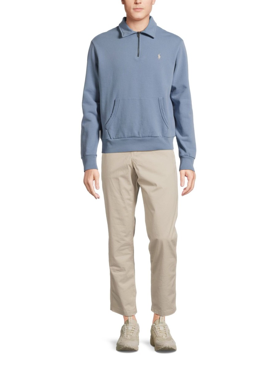 Men Polo Ralph Lauren Sweatshirts & Knitwear | Loopback Fleece Quarter-Zip Sweatshirt Channel Blue