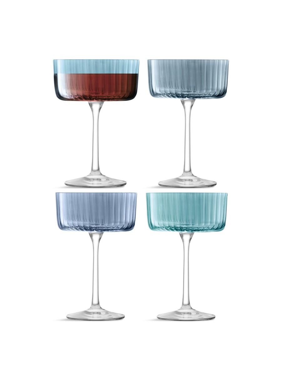 Home & Tech LSA Drinkware | Gems Champagne/Cocktail Glass Assorted Set Of 4 Blue