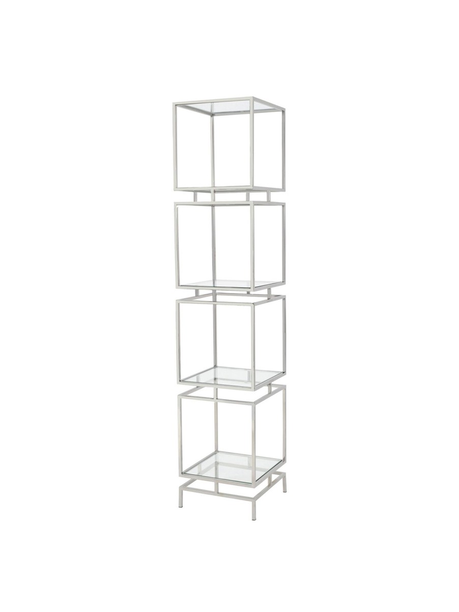 Furniture & Outdoor Libra Interiors Display Cabinets | Abington Stainless Steel Frame And Clear Glass Display Unit Silver