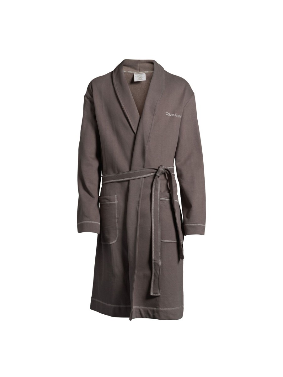 Men Calvin Klein Nightwear & Loungewear | Fut Shift Bathrobe Charcoal Grey