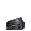 Men Hugo Belts | Leather Belt With Embossed Stacked Logos Black