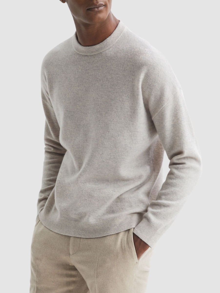 Men REISS Sweatshirts & Knitwear | Putney Wool Crew Neck Jumper Natural