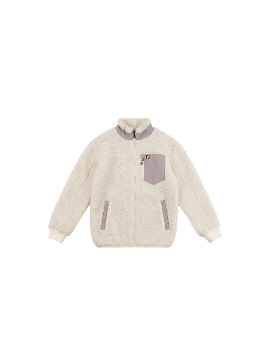 Kids Lyle & Scott Sweatshirts & Knitwear | Borg Zip Through Egret