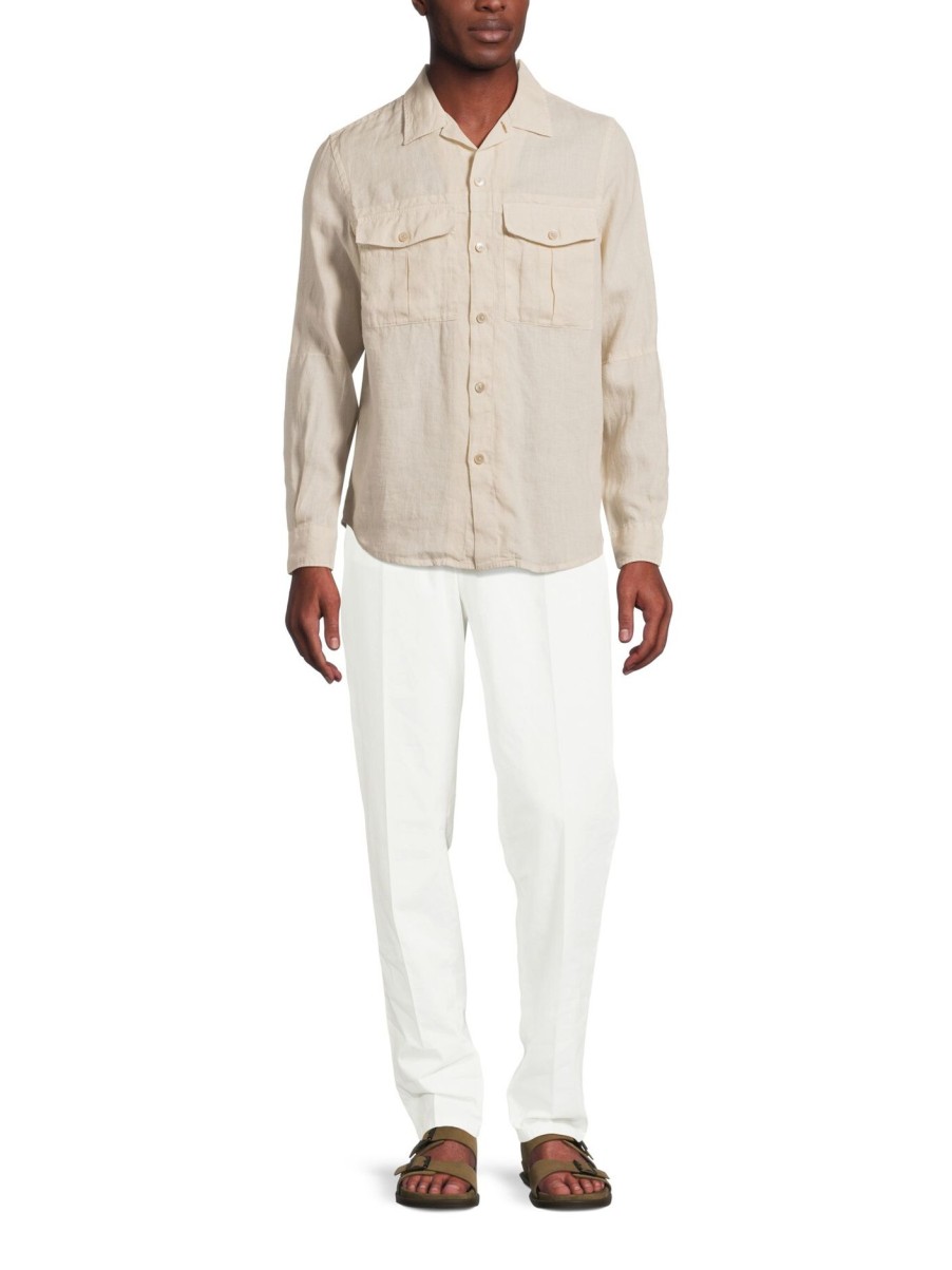 Men PS Paul Smith Shirts | Two Pocket Linen Utility Shirt Light Beige