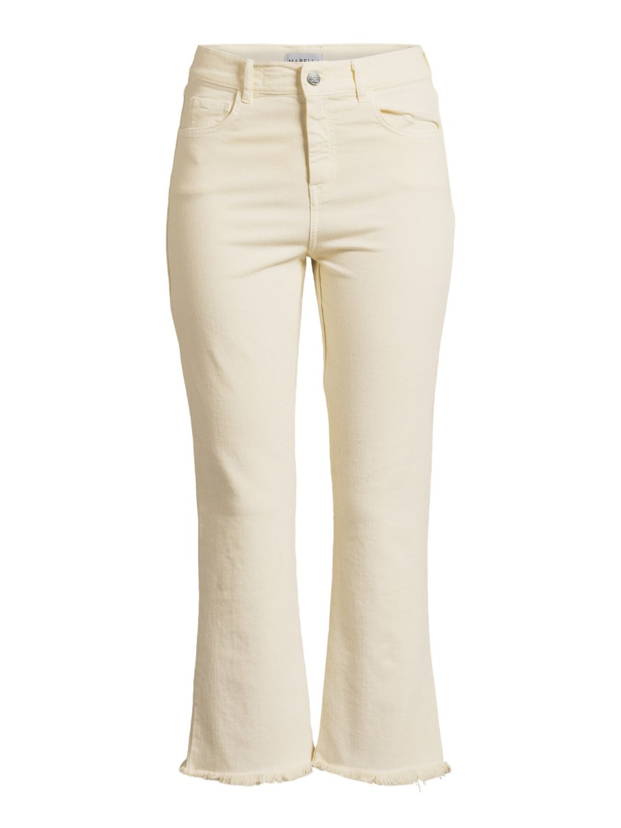 Women Marella Jeans | Ovest Fringe Hem Jeans Cream