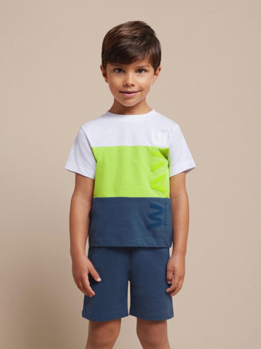 Kids Mayoral Sets | Stripe Tee And Shorts Set Kiwi