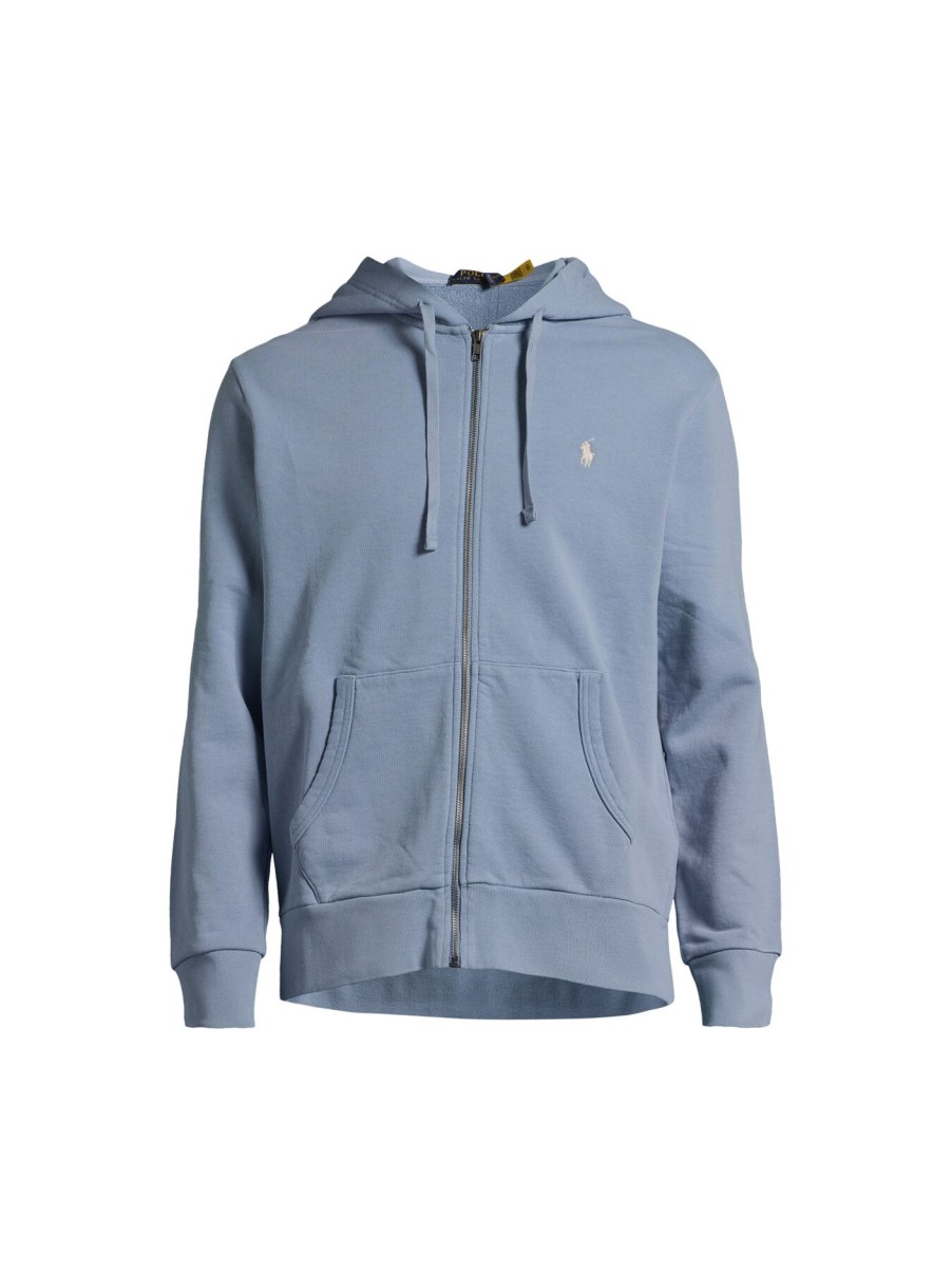 Men Polo Ralph Lauren Sweatshirts & Knitwear | Loopback Zip Up Hoodie Channel Blue