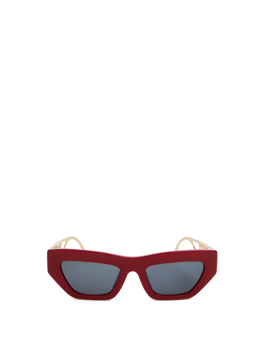 Women Versace Sunglasses | Versace Cut Out Logo Slim Acetate Sunglasses Red