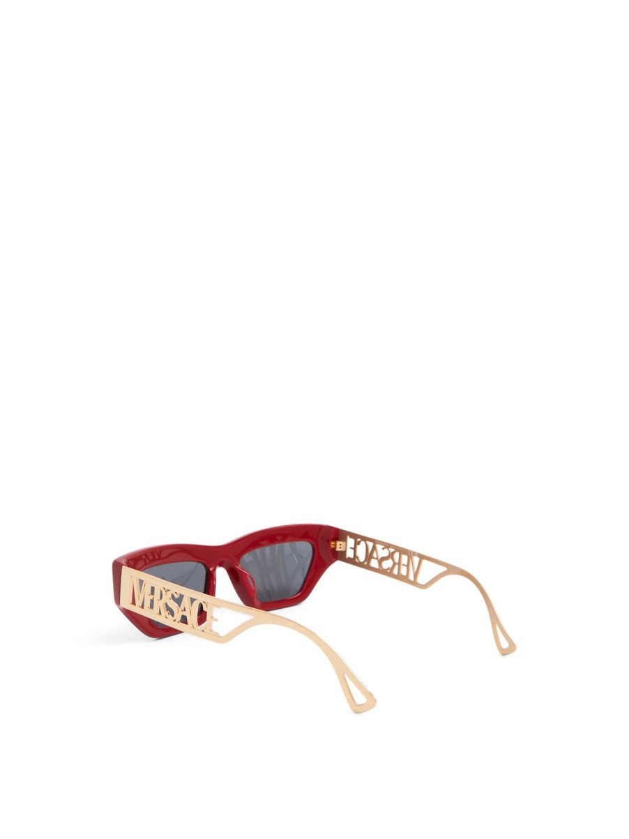 Women Versace Sunglasses | Versace Cut Out Logo Slim Acetate Sunglasses Red