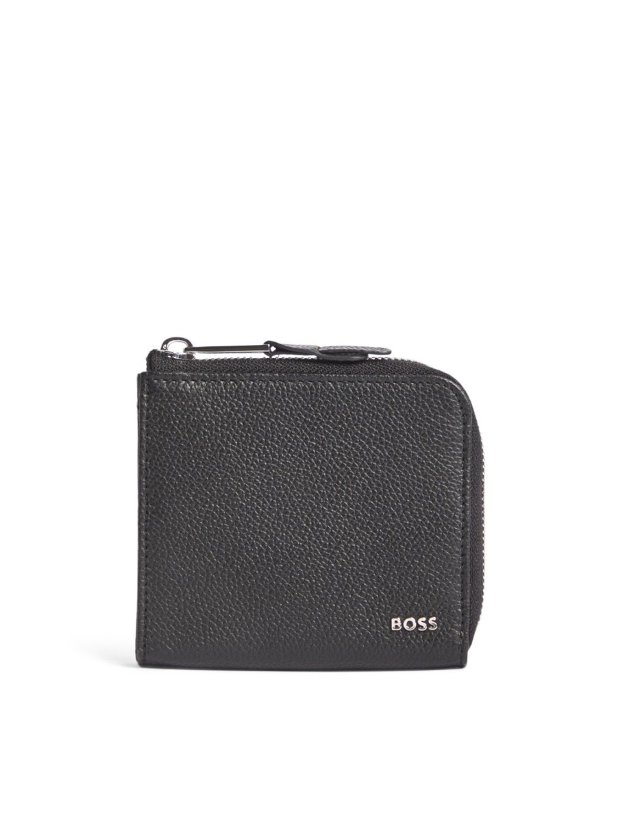 Men BOSS Wallets & Card Holders | Highway Flat L Zip Wallet Black