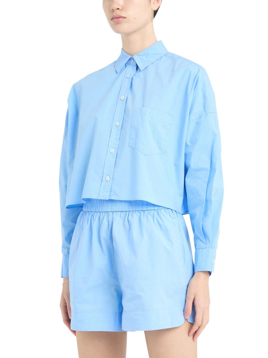 Women LMND Tops | Chiara Cropped Shirt Azure