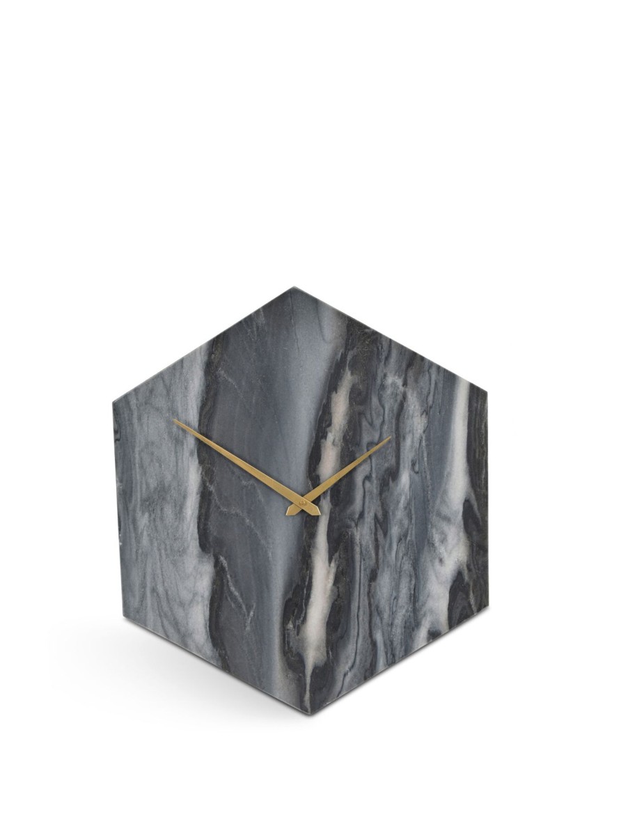 Home & Tech Libra Interiors Clocks | Hexagonal Natural Marble Wall Clock Grey