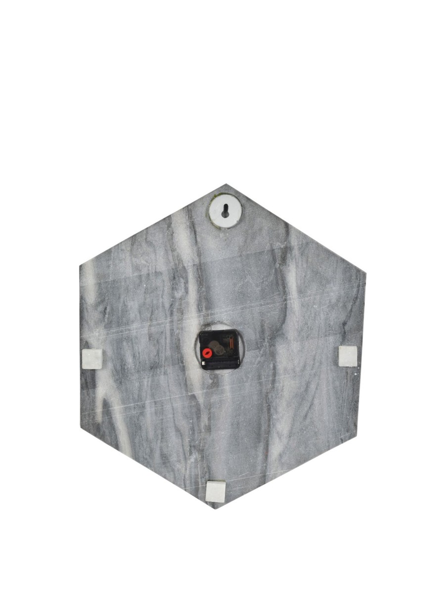 Home & Tech Libra Interiors Clocks | Hexagonal Natural Marble Wall Clock Grey