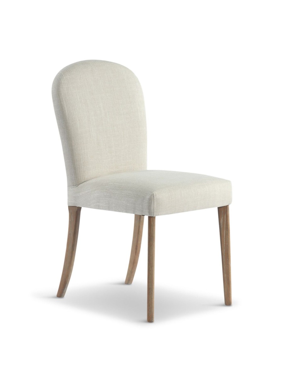 Furniture & Outdoor Barker and Stonehouse Footstools | Maurice Beige Fabric Dining Chair With Brass Studs