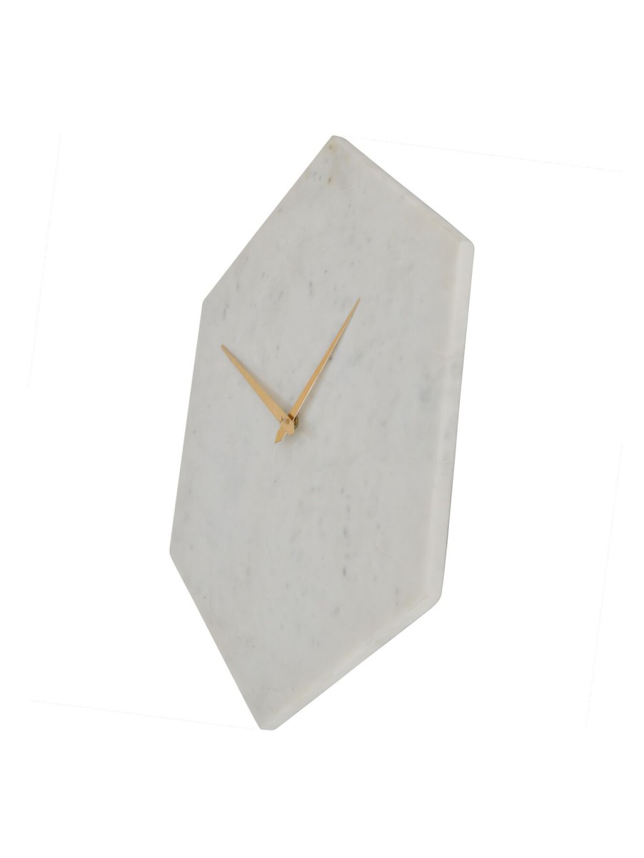 Home & Tech Libra Interiors Clocks | Hexagonal Natural Marble Wall Clock White