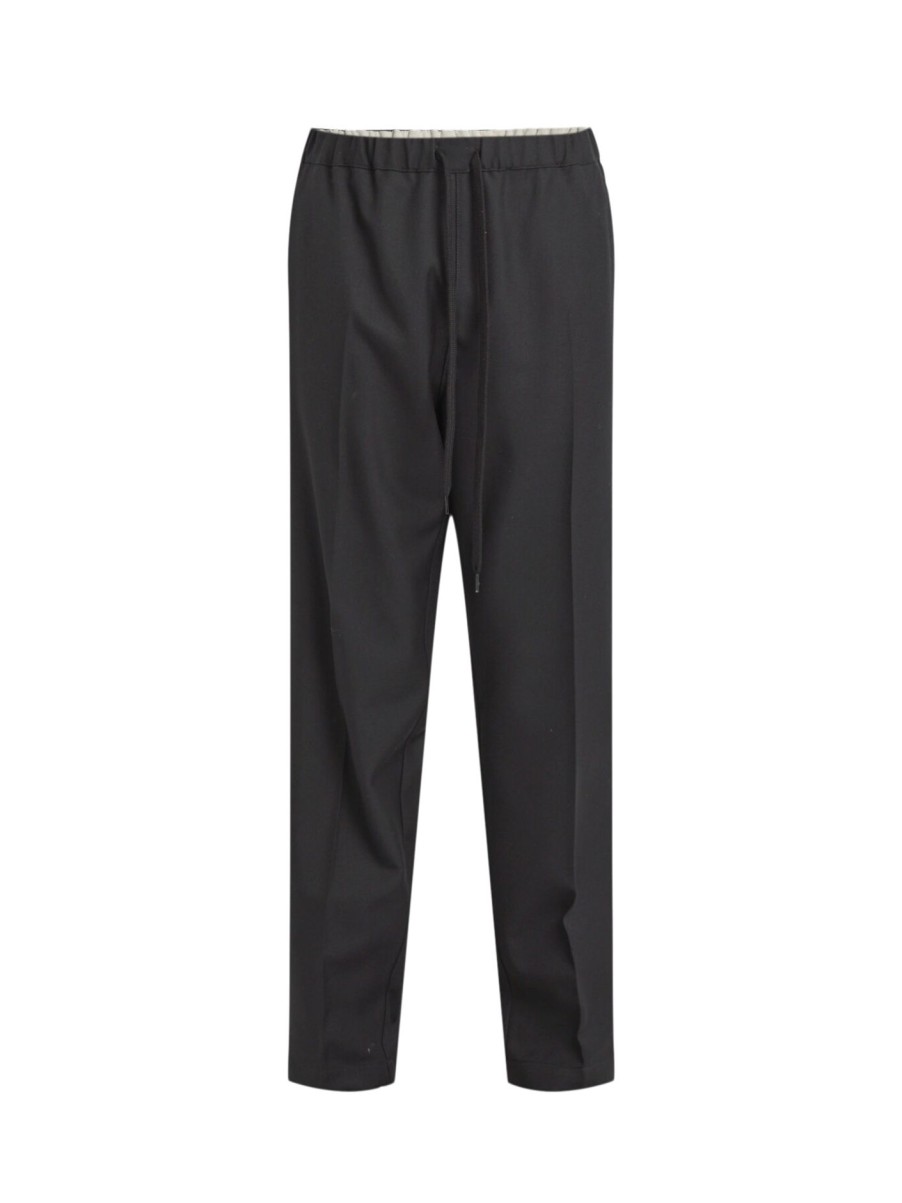 Men MM6 MAISON MARGIELA Trousers & Shorts | Tapered Leg Tailoring Wool Trousers Black