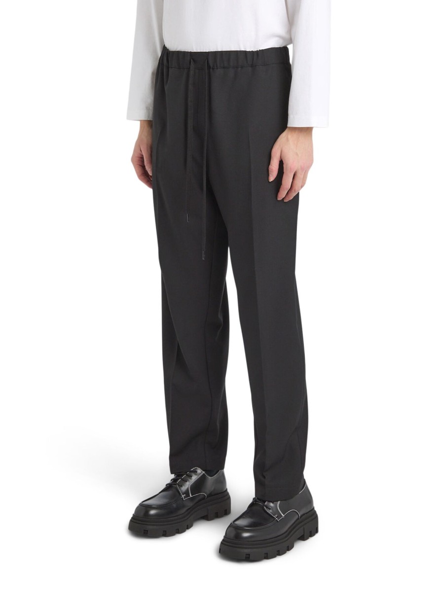 Men MM6 MAISON MARGIELA Trousers & Shorts | Tapered Leg Tailoring Wool Trousers Black