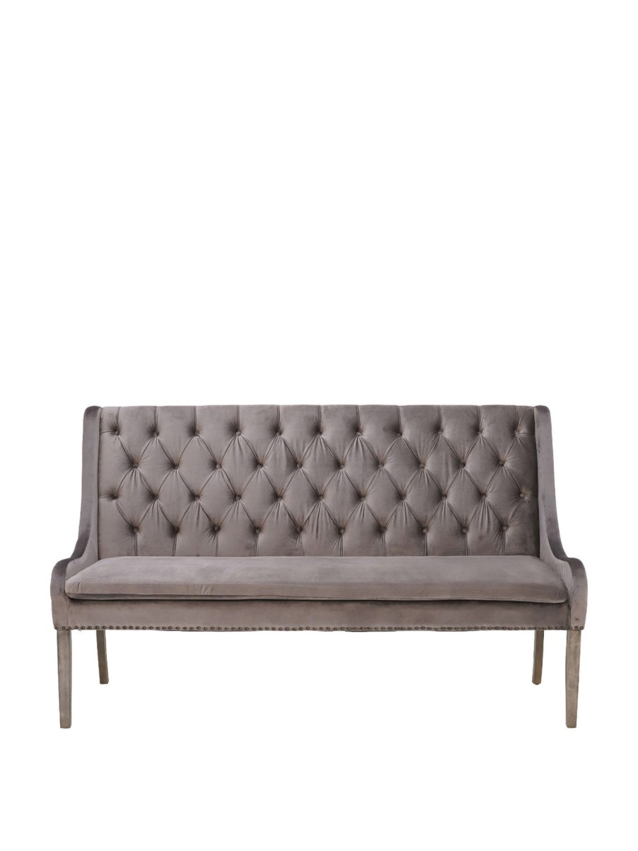 Furniture & Outdoor Barker and Stonehouse Dining Bench | Ophelia 180Cm Button Back Velvet Bench, Tarka Grey