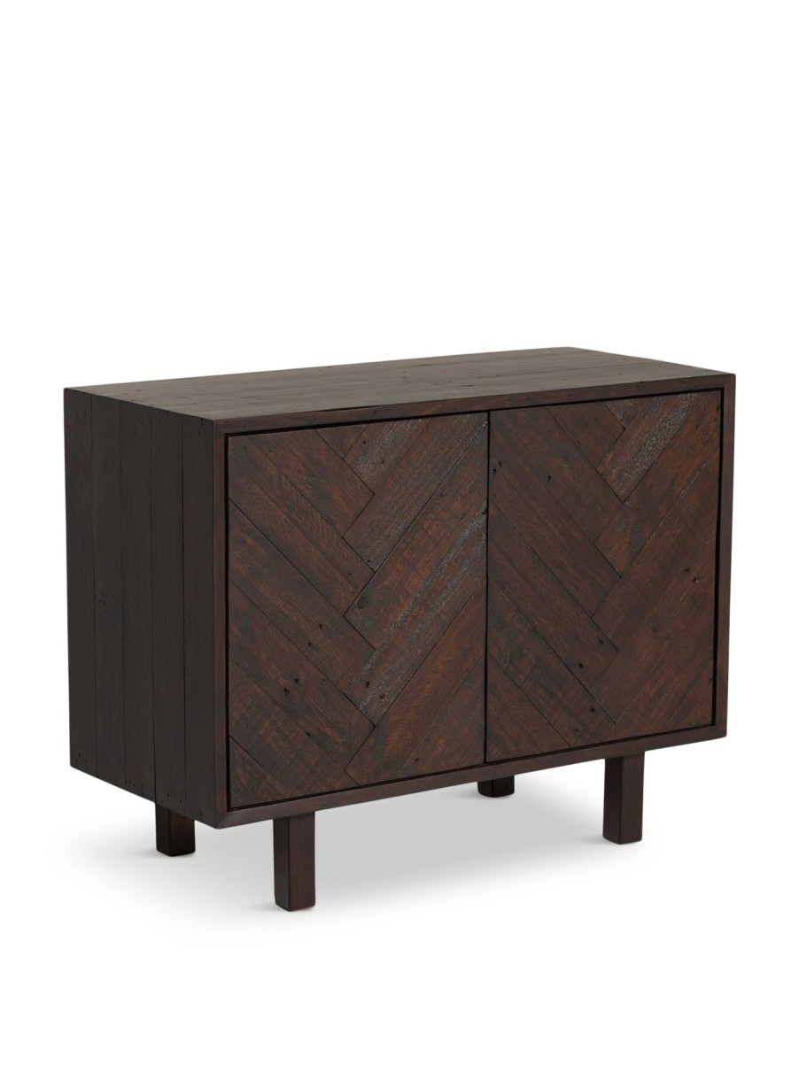 Furniture & Outdoor Barker and Stonehouse Sideboards | Elon Dark Brown Herringbone Reclaimed Wood 2 Door Sideboard