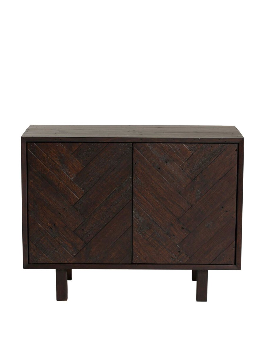 Furniture & Outdoor Barker and Stonehouse Sideboards | Elon Dark Brown Herringbone Reclaimed Wood 2 Door Sideboard