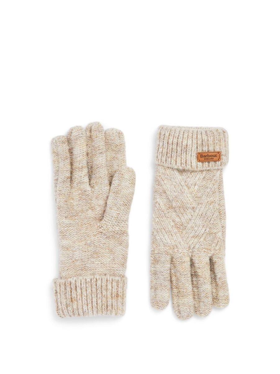 Women Barbour Gloves | Barbour Dace Cable Knitted Gloves Sand Beige